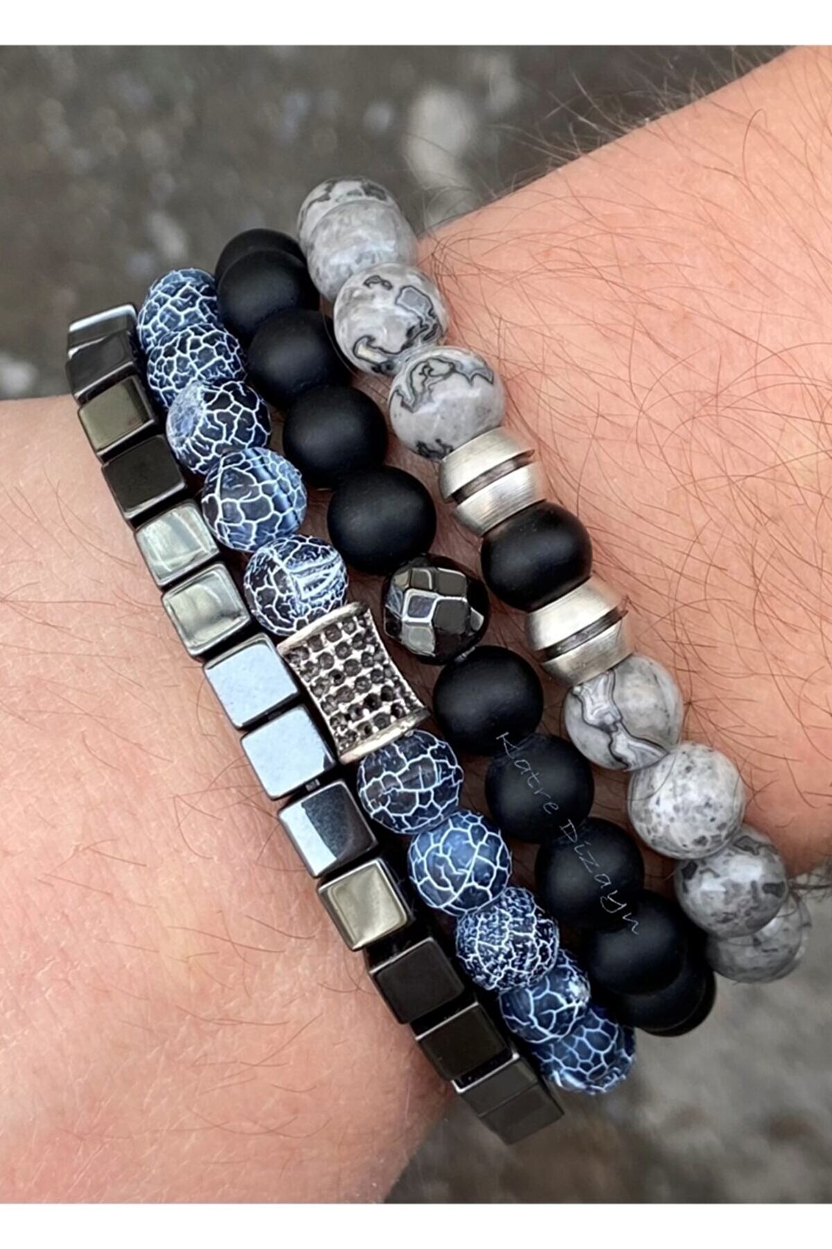 Men's Natural Stone Beaded Bracelet – Handmade Gemstone