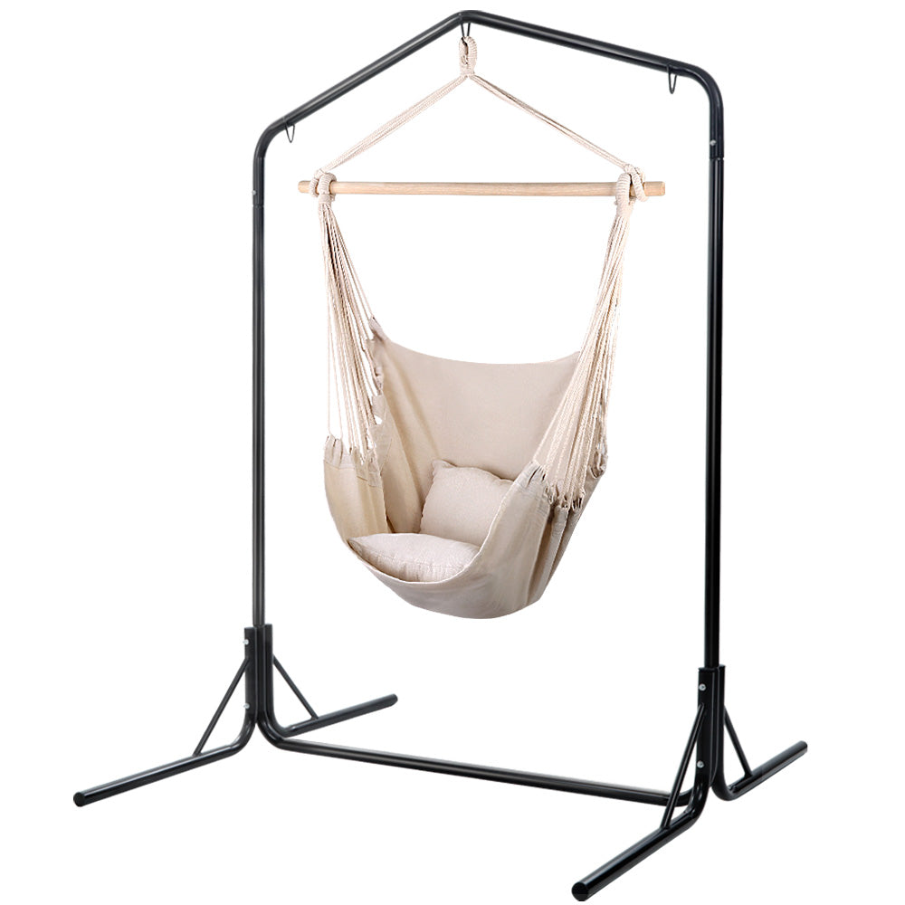 Gardeon Outdoor Hammock Chair with Pillow- Cream