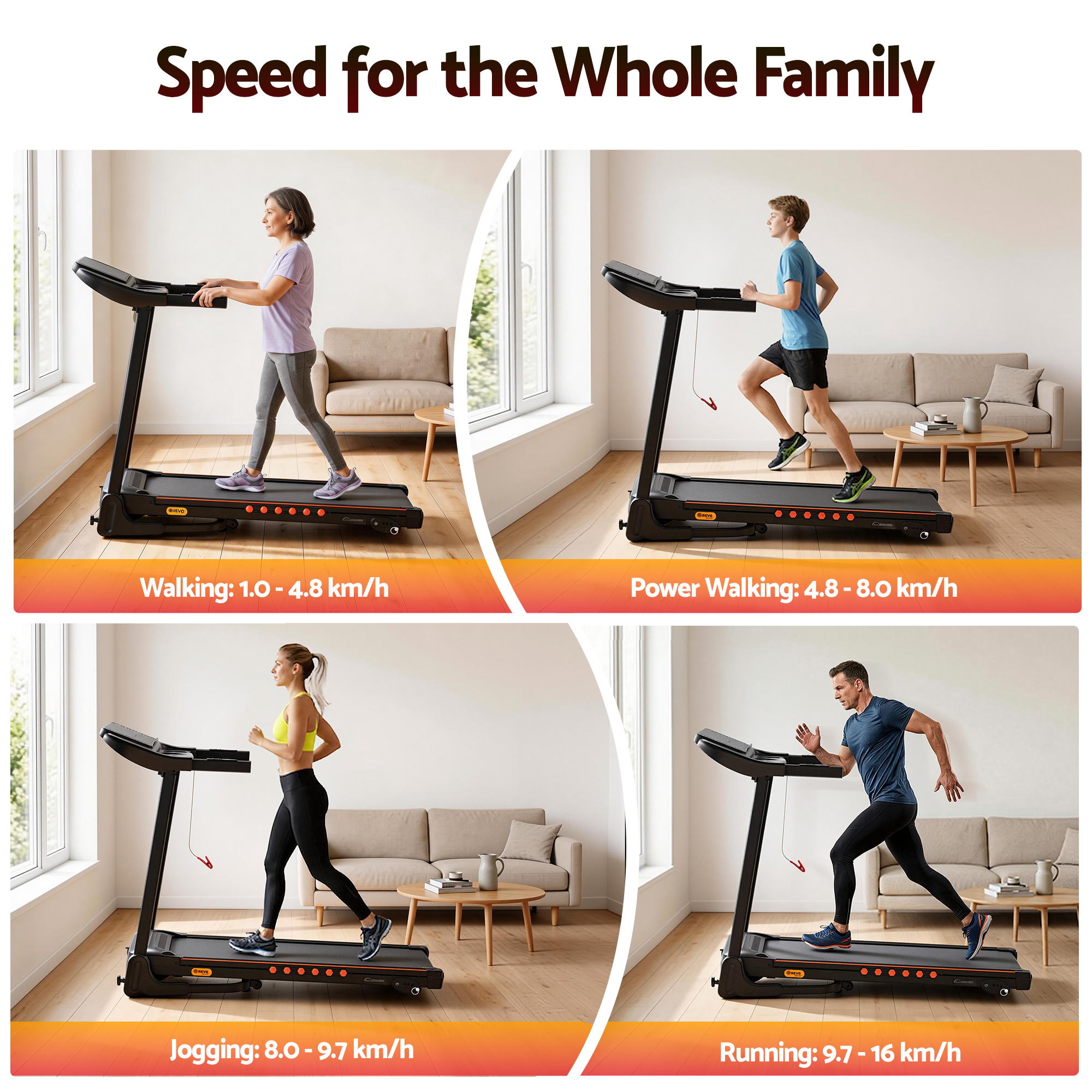 Everfit Electric Treadmill – Home Gym Fitness with Incline 390mm