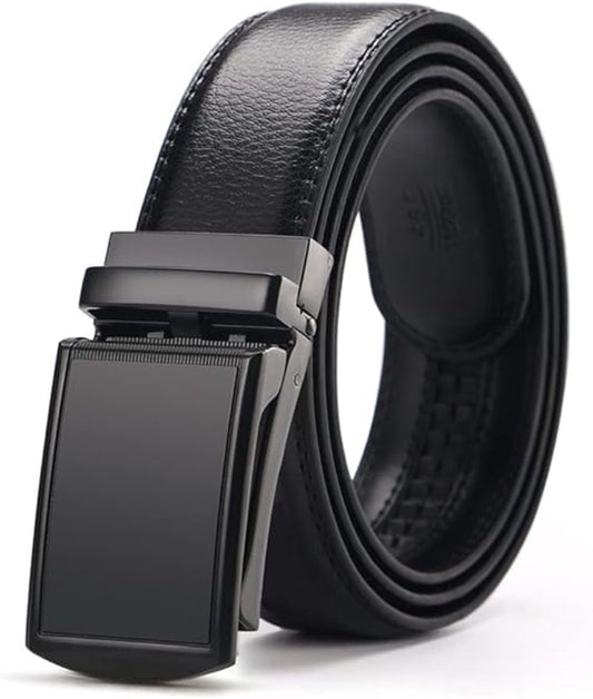 Men's Ratchet Buckle Leather Belt, 130cm – Brown