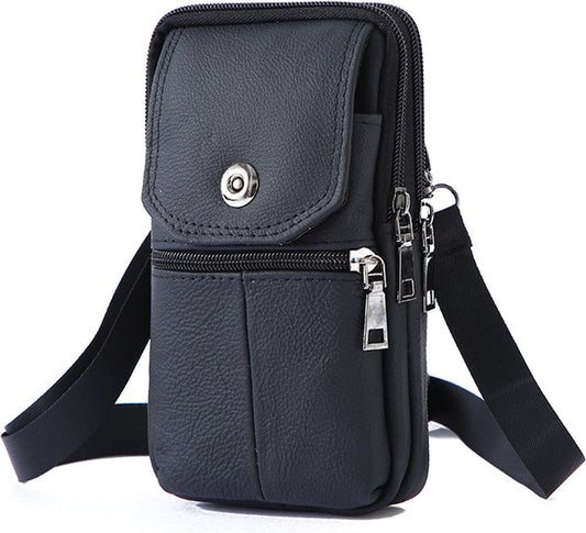 Men's Standing Leather Belt Bag with Shoulder Strap