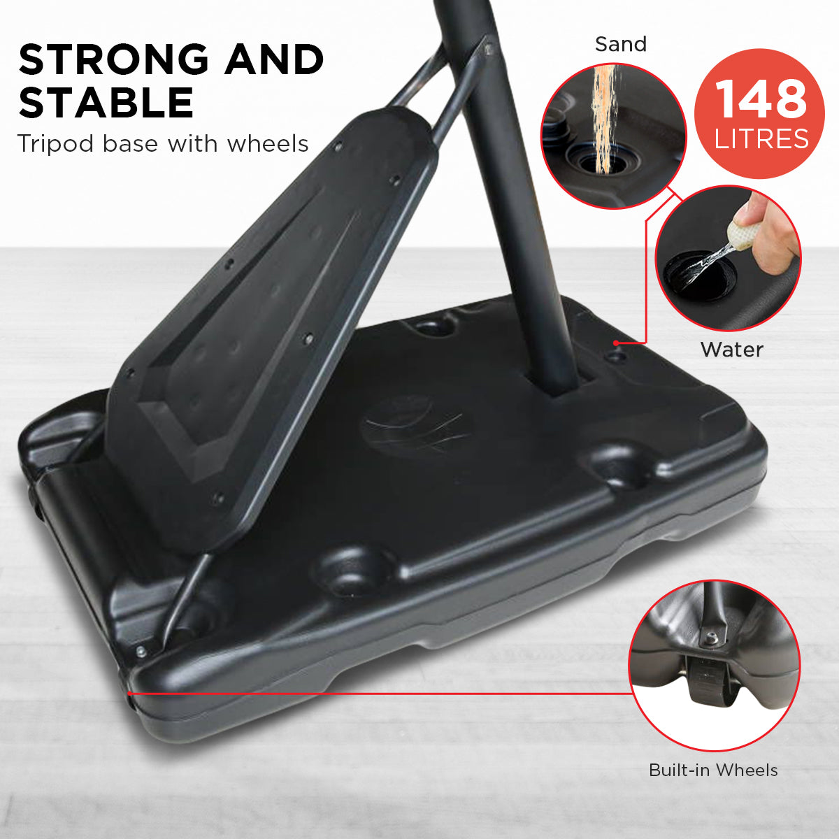 Kahuna Portable Basketball Hoop System 2.3 to 3.05m for Kids &amp; Adults