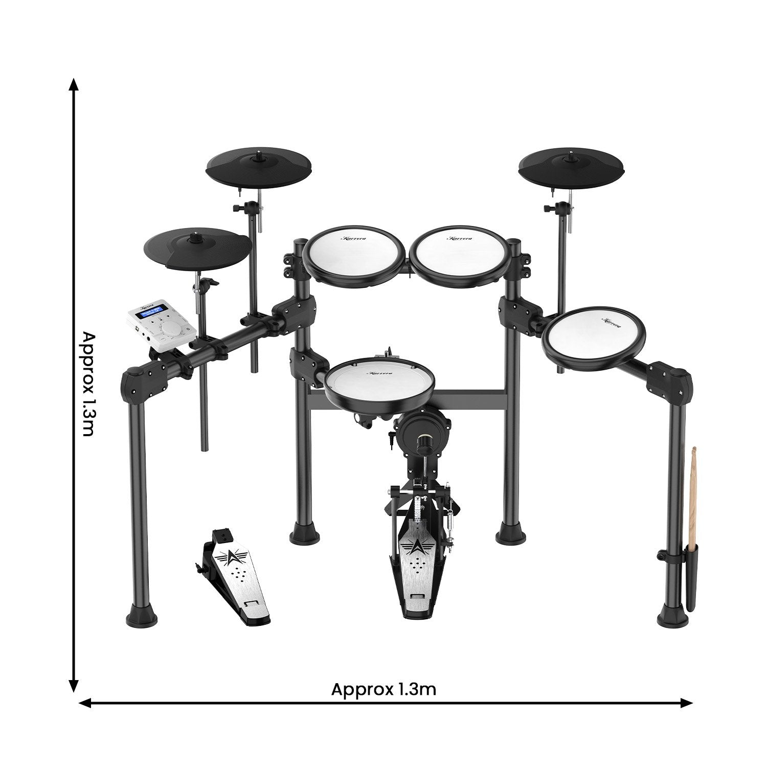 Karrera X23 Electronic Drum Kit with Sound Module, 3 Toms, Snare Quiet Mesh Drum Heads, Cymbals &amp; Pedal