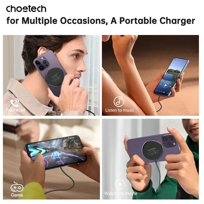 CHOETECH T697-F Magnetic Wireless Charger – 15W/7.5W/5W Fast Charging Pad for iPhone, AirPods &amp; More, 1.5M Cable