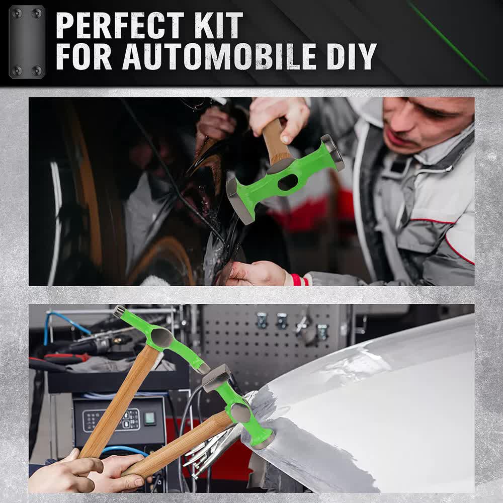 9-Piece Auto Body Hammer and Dolly Set for Car Dent Repair with Tool Case