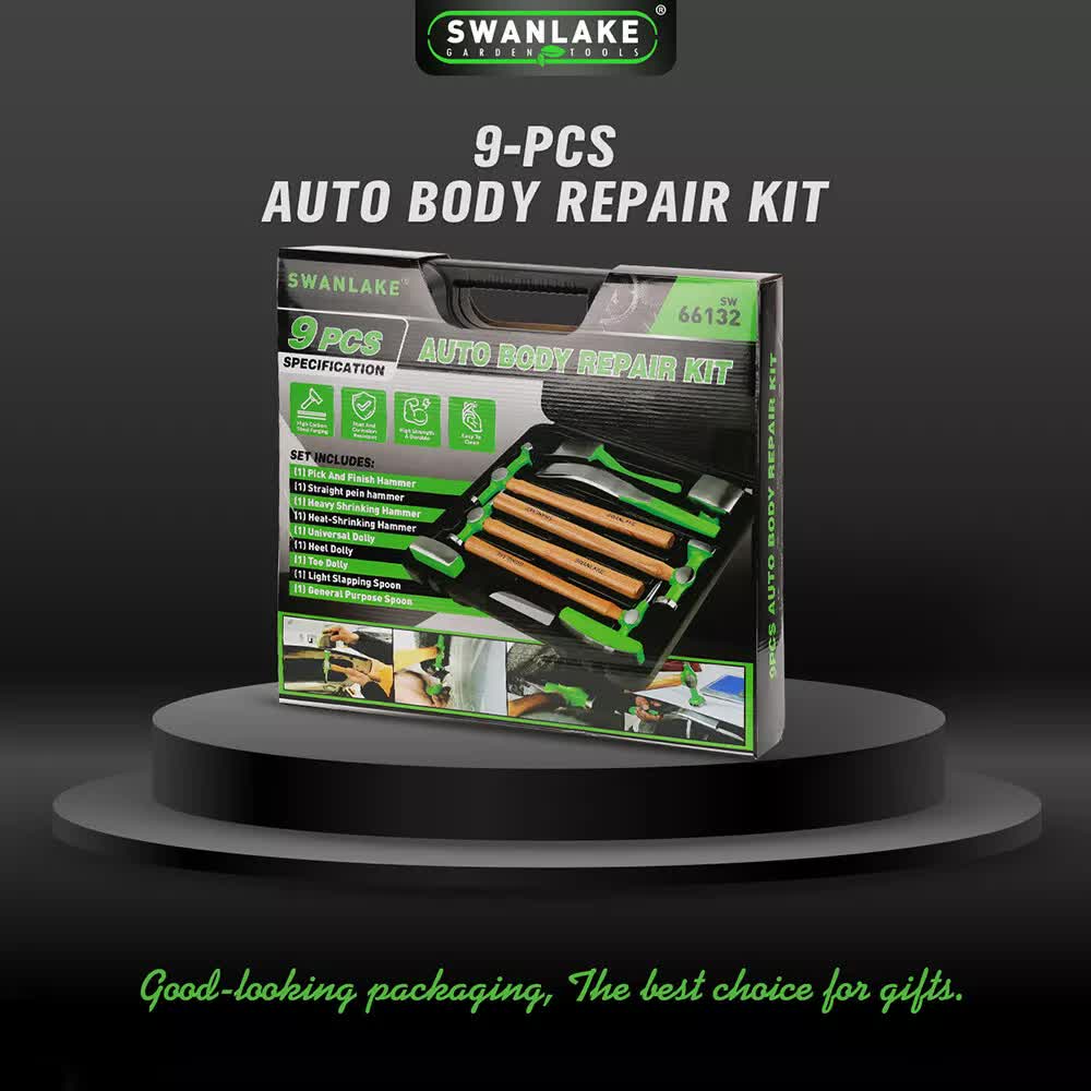 9-Piece Auto Body Hammer and Dolly Set for Car Dent Repair with Tool Case