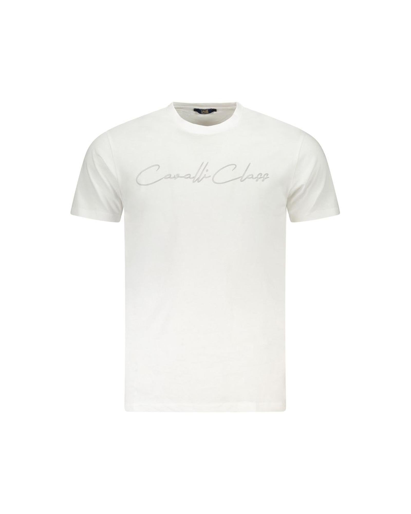 Cavalli Class Men’s White Cotton T-Shirt – Premium Casual Tee