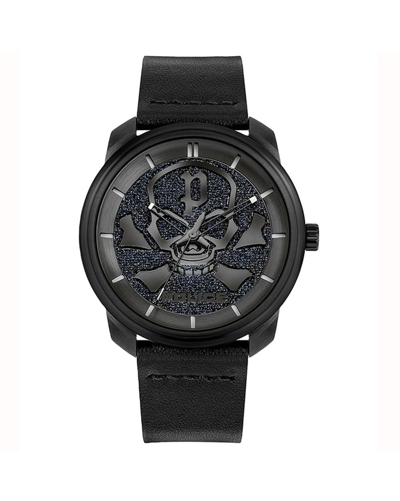 Police Men's Black  Watch - Skull Design