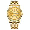 Diamond Dual-Calendar Luminous Quartz Watch – B2202 Inter Gold Blue