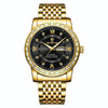 Diamond Dual-Calendar Luminous Quartz Watch – B2202 Inter Gold Blue