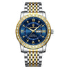 Diamond Dual-Calendar Luminous Quartz Watch – B2202 Inter Gold Blue
