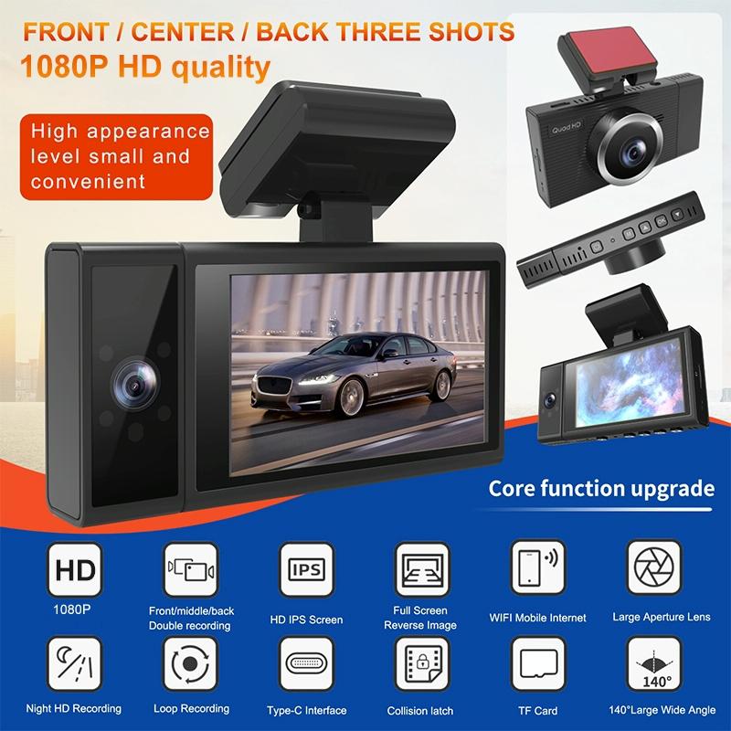 1080p Hd Triple Recording Car Recorder with Wifi &amp; Mobile App