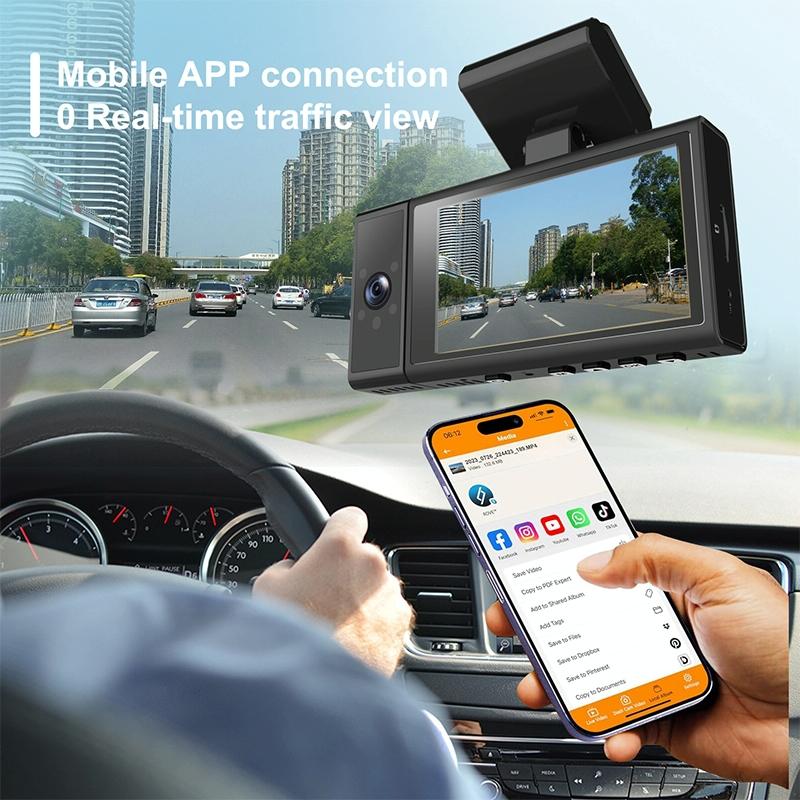 1080p Hd Triple Recording Car Recorder with Wifi &amp; Mobile App