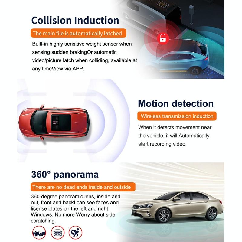 1080p Hd Triple Recording Car Recorder with Wifi &amp; Mobile App