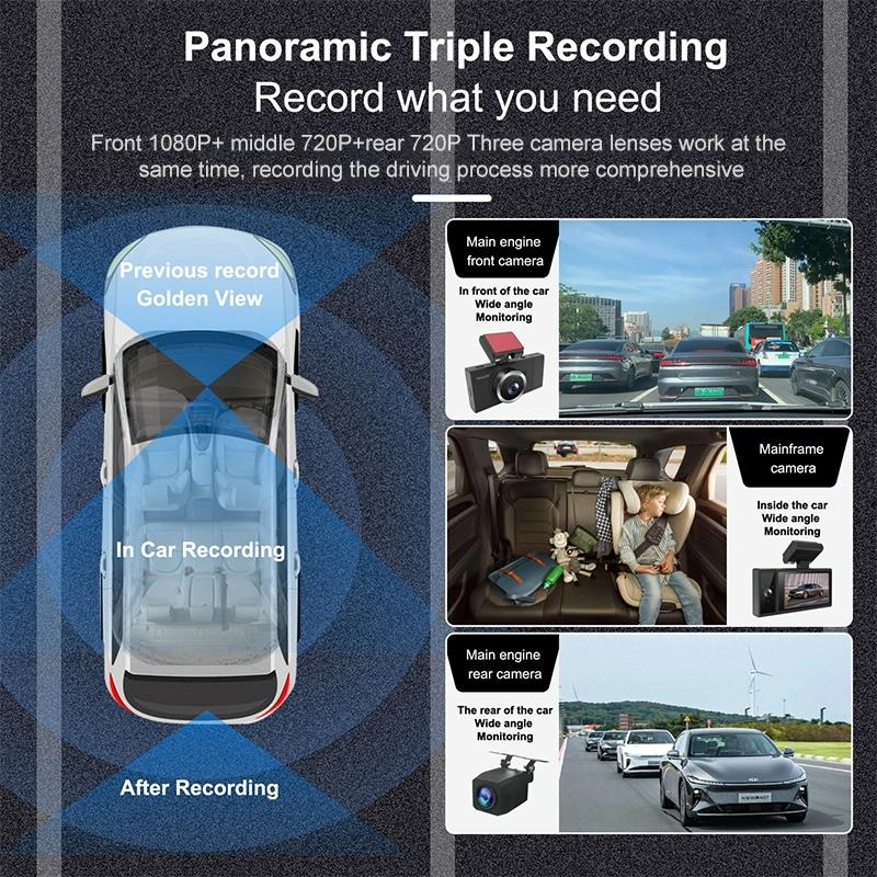 1080p Hd Triple Recording Car Recorder with Wifi &amp; Mobile App