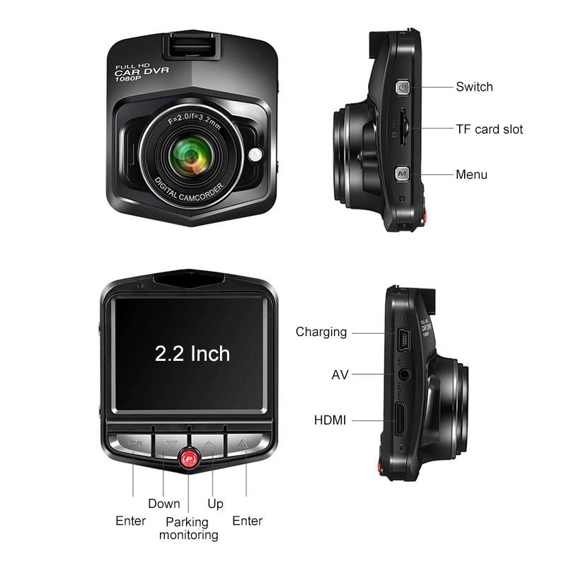 2.2 Car Dvr with Parking Monitoring &amp; Loop Recording - Black