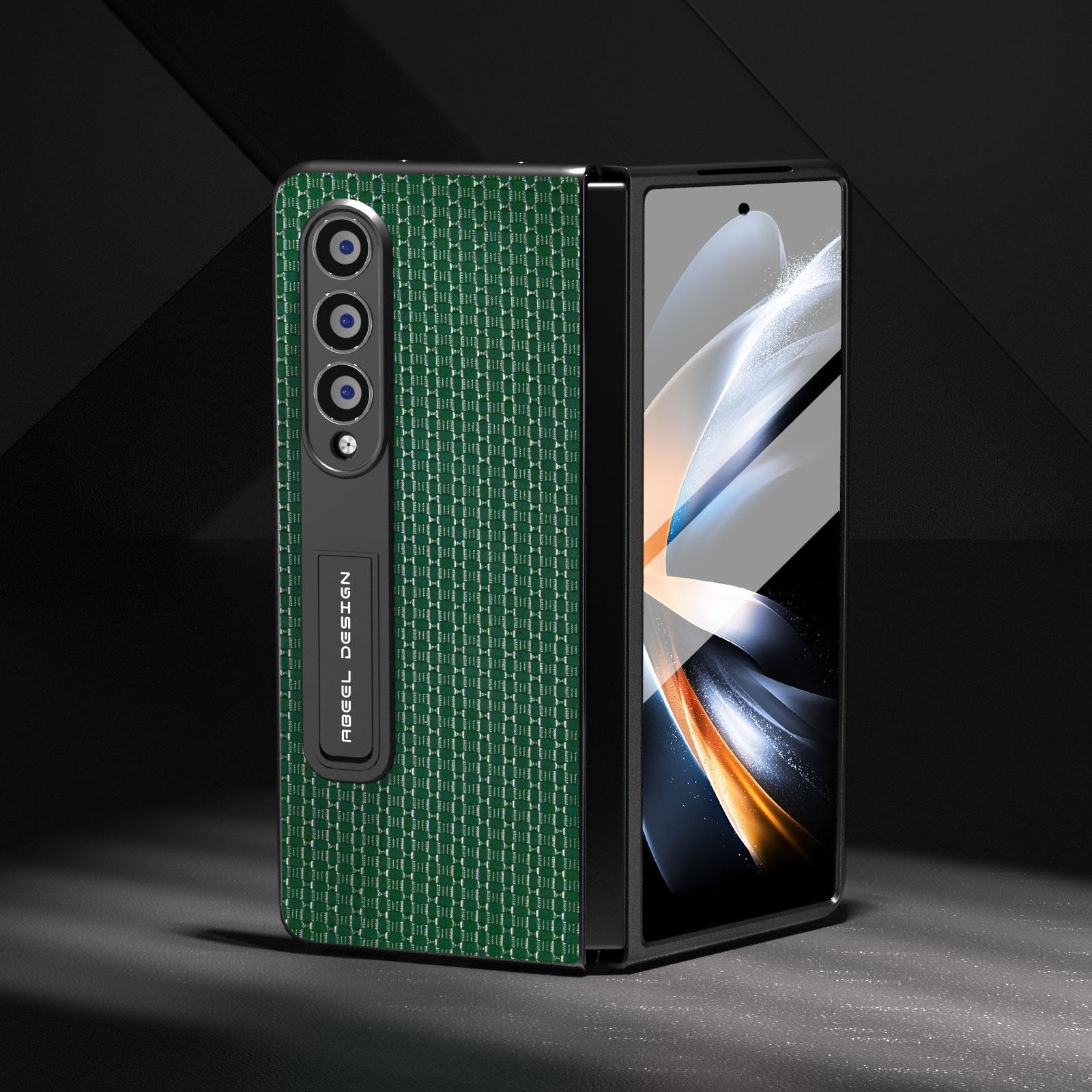 For Samsung Galaxy Z Fold4 5G Premium Leather Phone Case With Holder - Luxury Design - Royal Blue