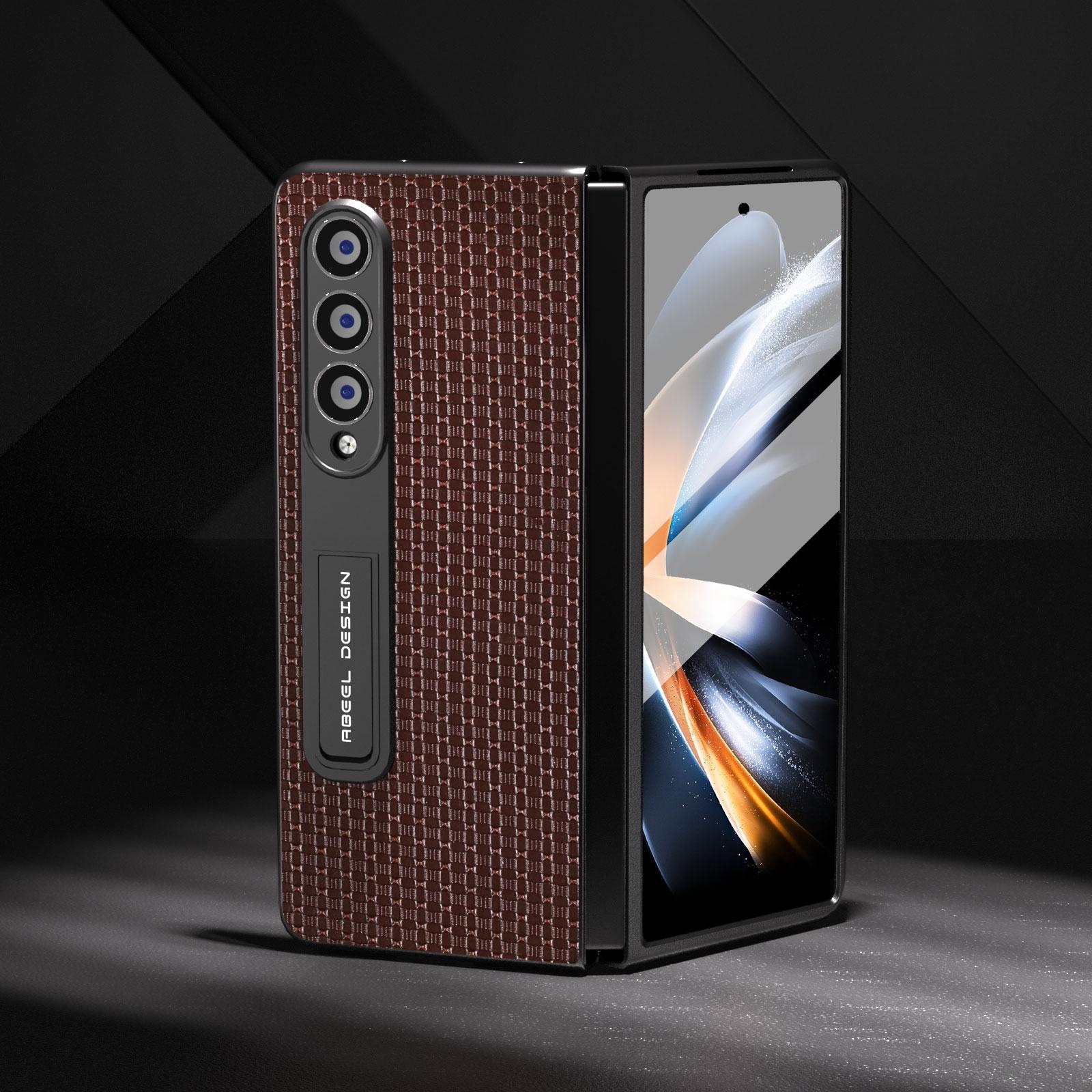 For Samsung Galaxy Z Fold4 5G Premium Leather Phone Case With Holder - Luxury Design - Royal Blue