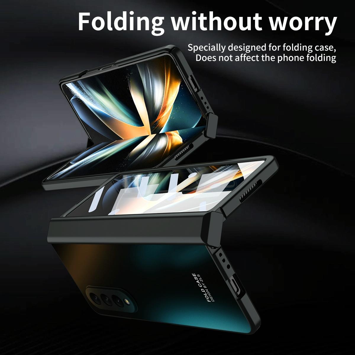 For Samsung Galaxy Z Fold4 5G Foldable Electroplated Case - Black
