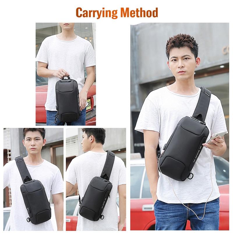 Anti-Theft Men’s Waterproof Crossbody Bag with USB Port