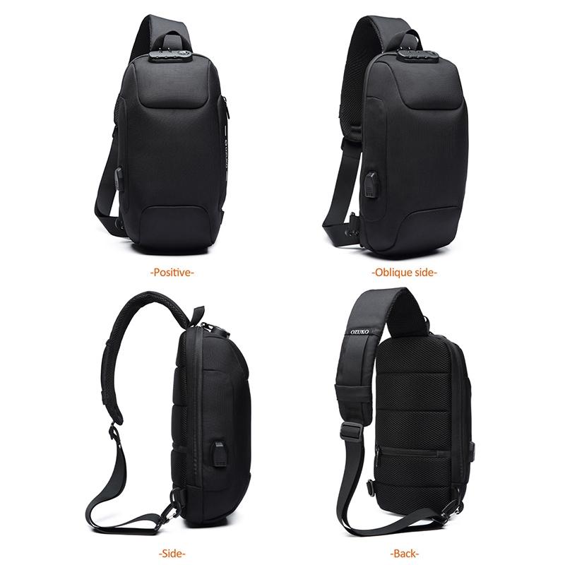 Anti-Theft Men’s Waterproof Crossbody Bag with USB Port