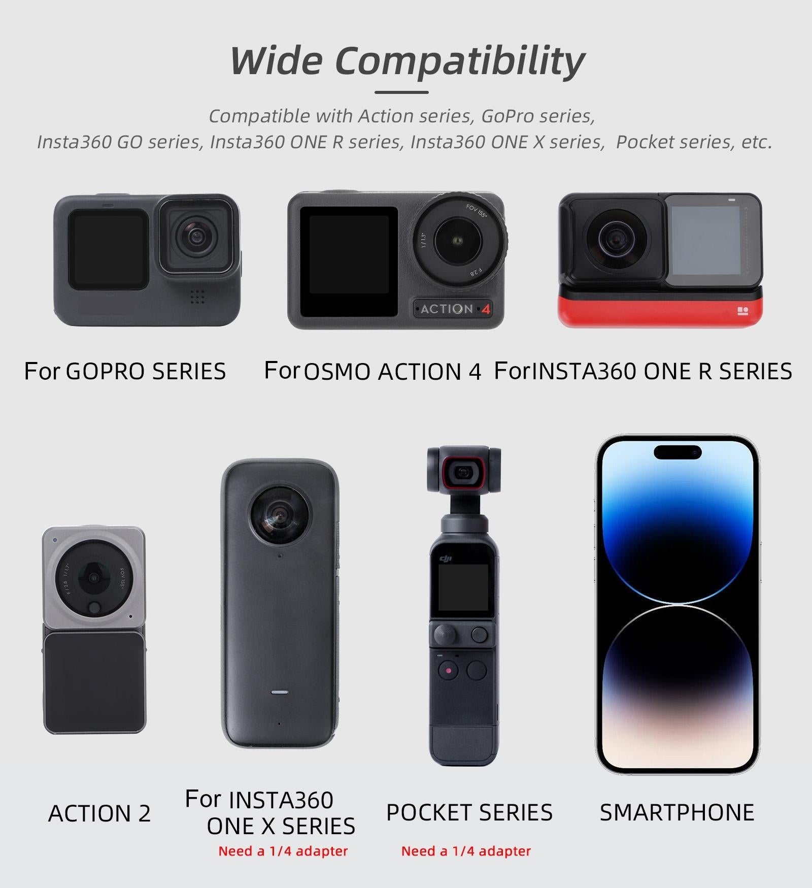 Adjustable 360 Degree Head Strap for Action Cameras - Grey