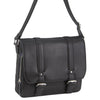 Pierre Cardin Pebbled Leather 13&quot; Laptop Computer Bag Overnight Satchel - Black