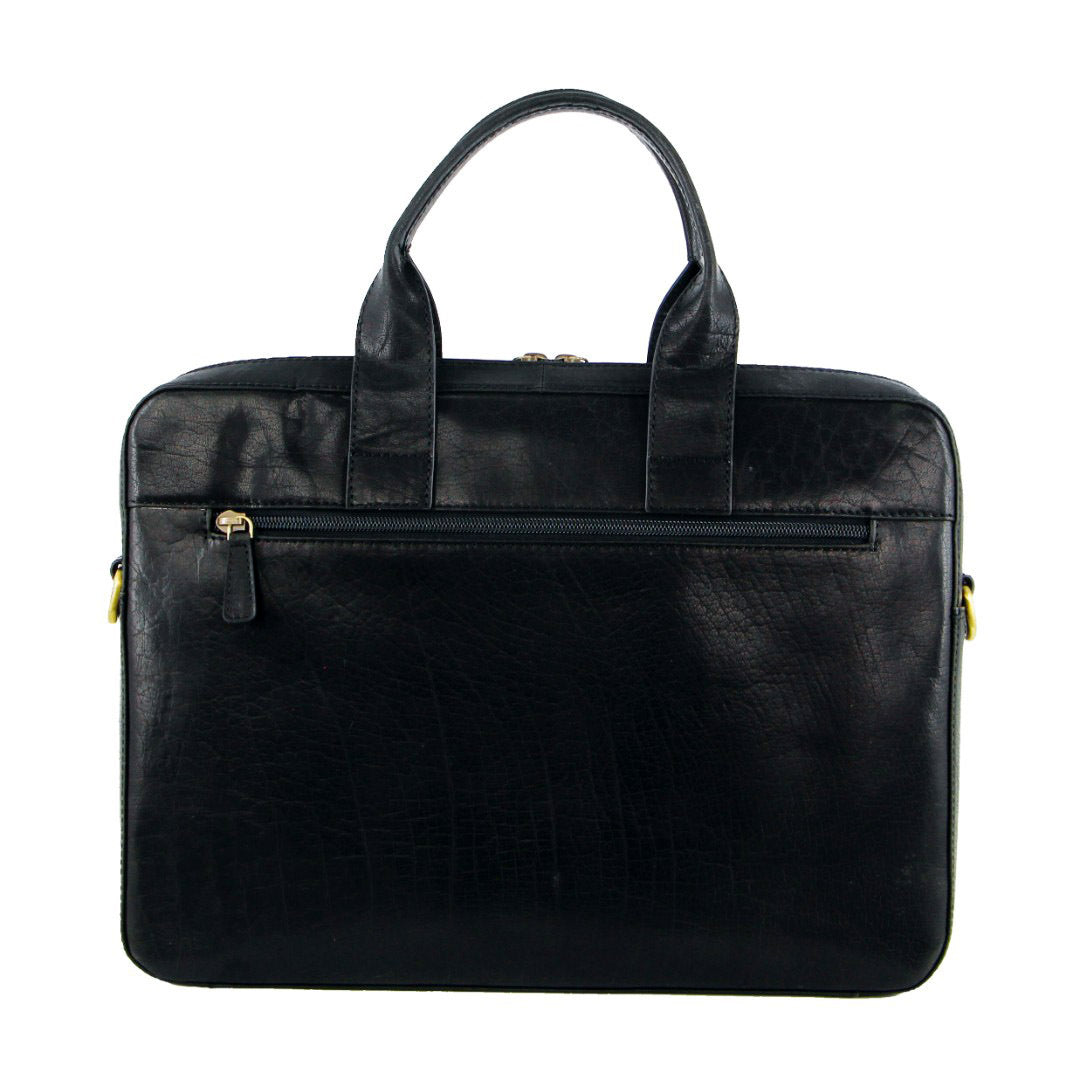 Pierre Cardin Men’s Italian Leather 15&quot; Laptop Bag – Black