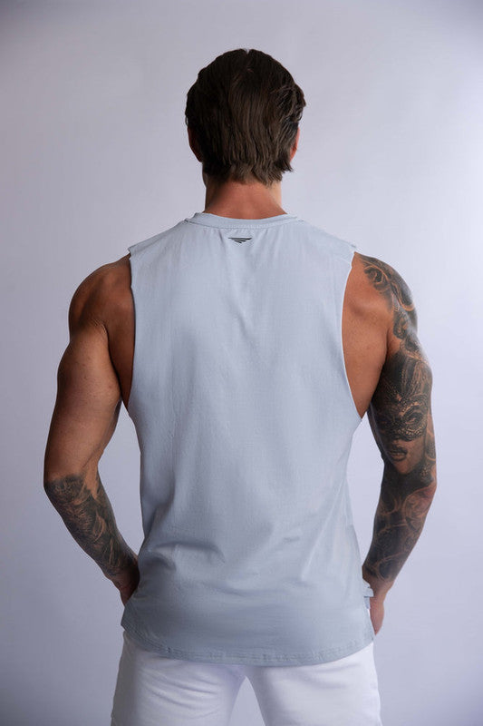HARD HITTERS MEN'S CREW COTTON TANK STEEL BLUE SMALL