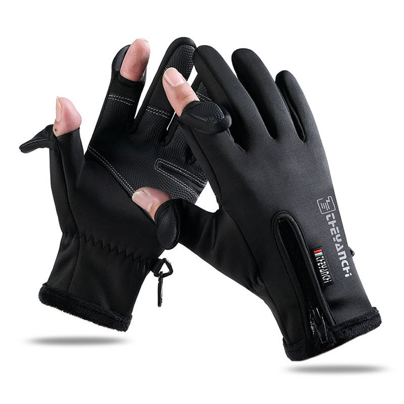 Convertible Fingerless Winter Gloves - Black