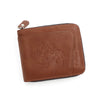 Men&#39;s Leather Wallet with Zipper  Horse Embossed Design