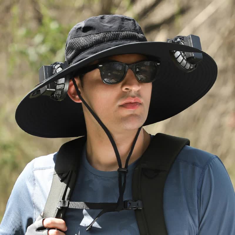 Solar-Powered Cooling Wide Brim Hat