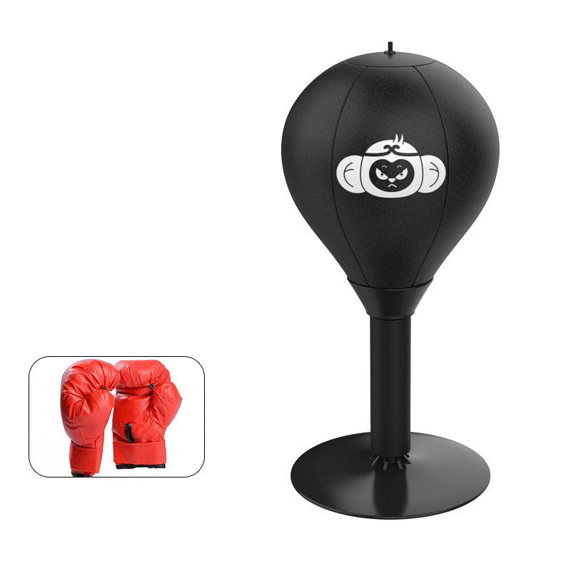 Adjustable Desktop Punching Speed Ball - Durable PU Leather, Stable Base (Monkey pattern and  Kids Boxing Gloves)