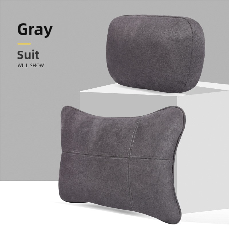Eco-Friendly Suede Car Headrest and Lumbar Cushion
