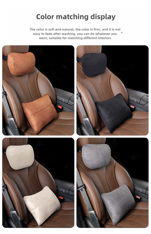 Eco-Friendly Suede Car Headrest and Lumbar Cushion