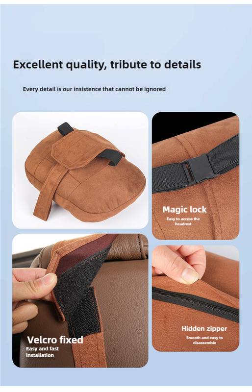Eco-Friendly Suede Car Headrest and Lumbar Cushion