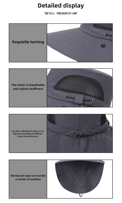 Spring Outdoor Sun Hat – UV Protection, Quick-Dry, Breathable, Adjustable Hiking Cap