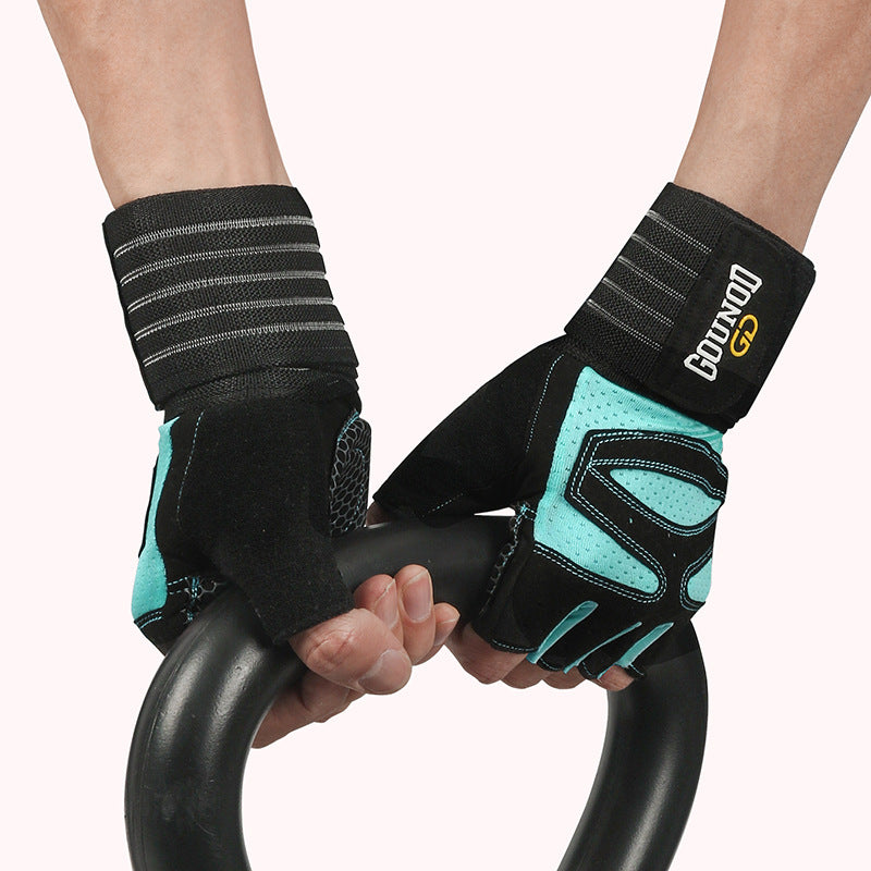 Black And Blue Breathable Anti-Slip Gym Gloves - XL Size