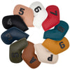 Colorful Golf Iron Head Covers Set of 10 - Waterproof PU Leather  (3-9, P, A, S)