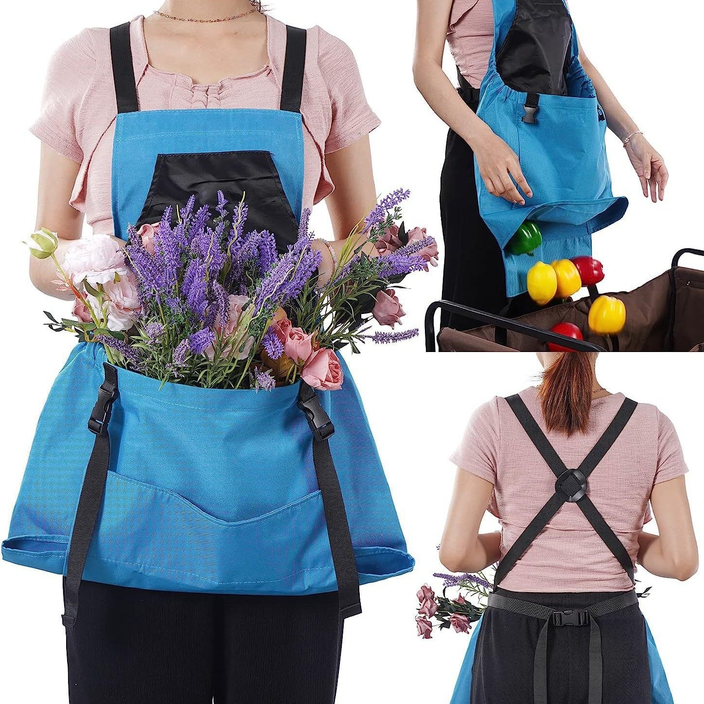 Garden Harvesting Apron – Waterproof Oxford Cloth with Quick-Release Harvest Pouch