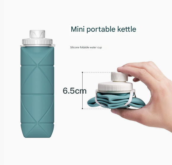 Dark-blue Portable Silicone Collapsible Water Bottle