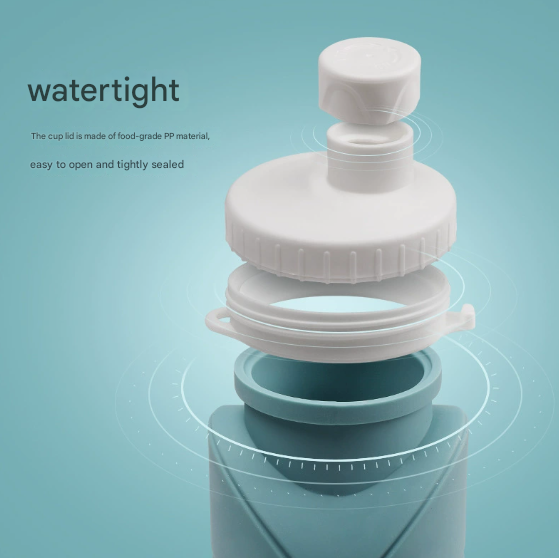 Dark-blue Portable Silicone Collapsible Water Bottle