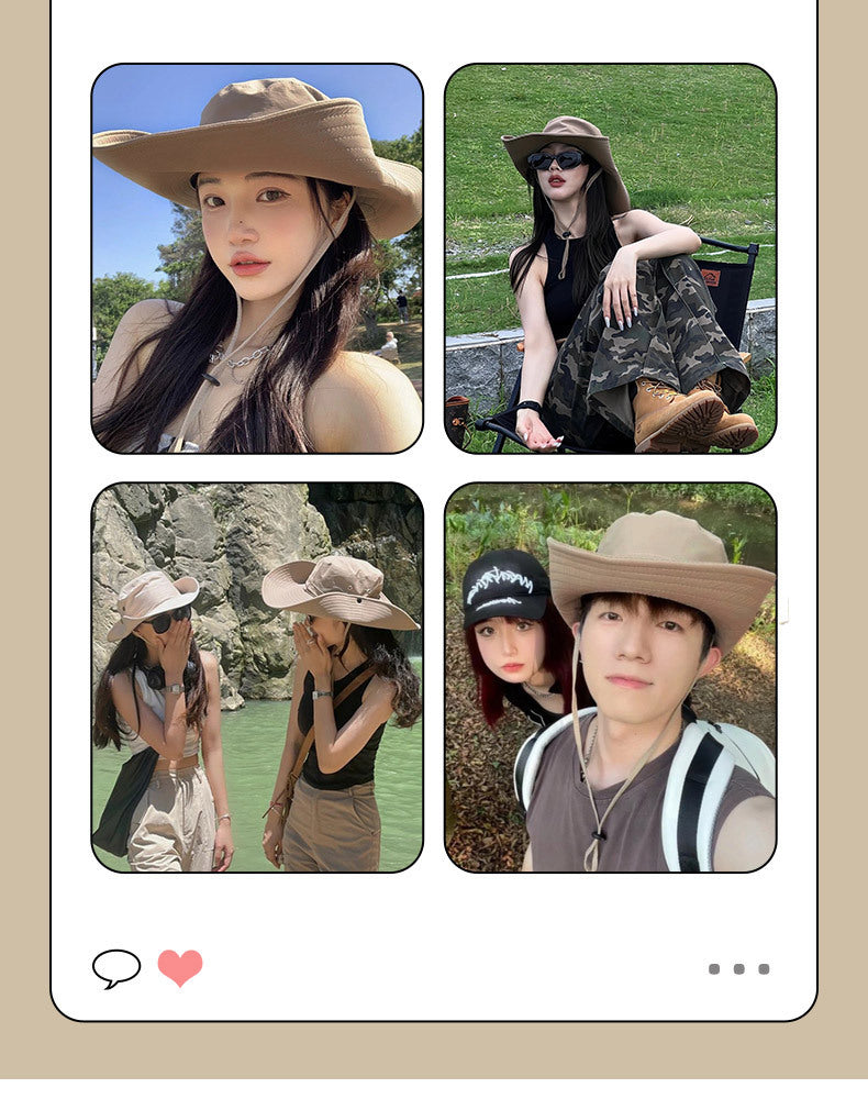 Water-Repellent Wide-Brim Bucket Hat Sun Protection