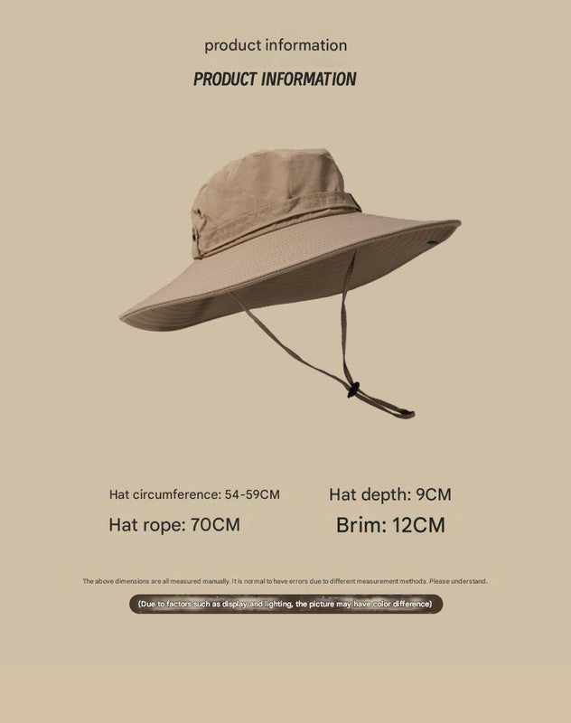 Water-Repellent Wide-Brim Bucket Hat Sun Protection