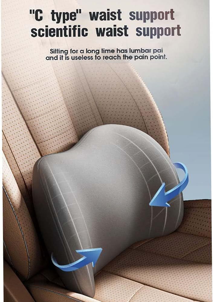 Black Memory Foam Car Headrest &amp; Lumbar Support Pillow Set