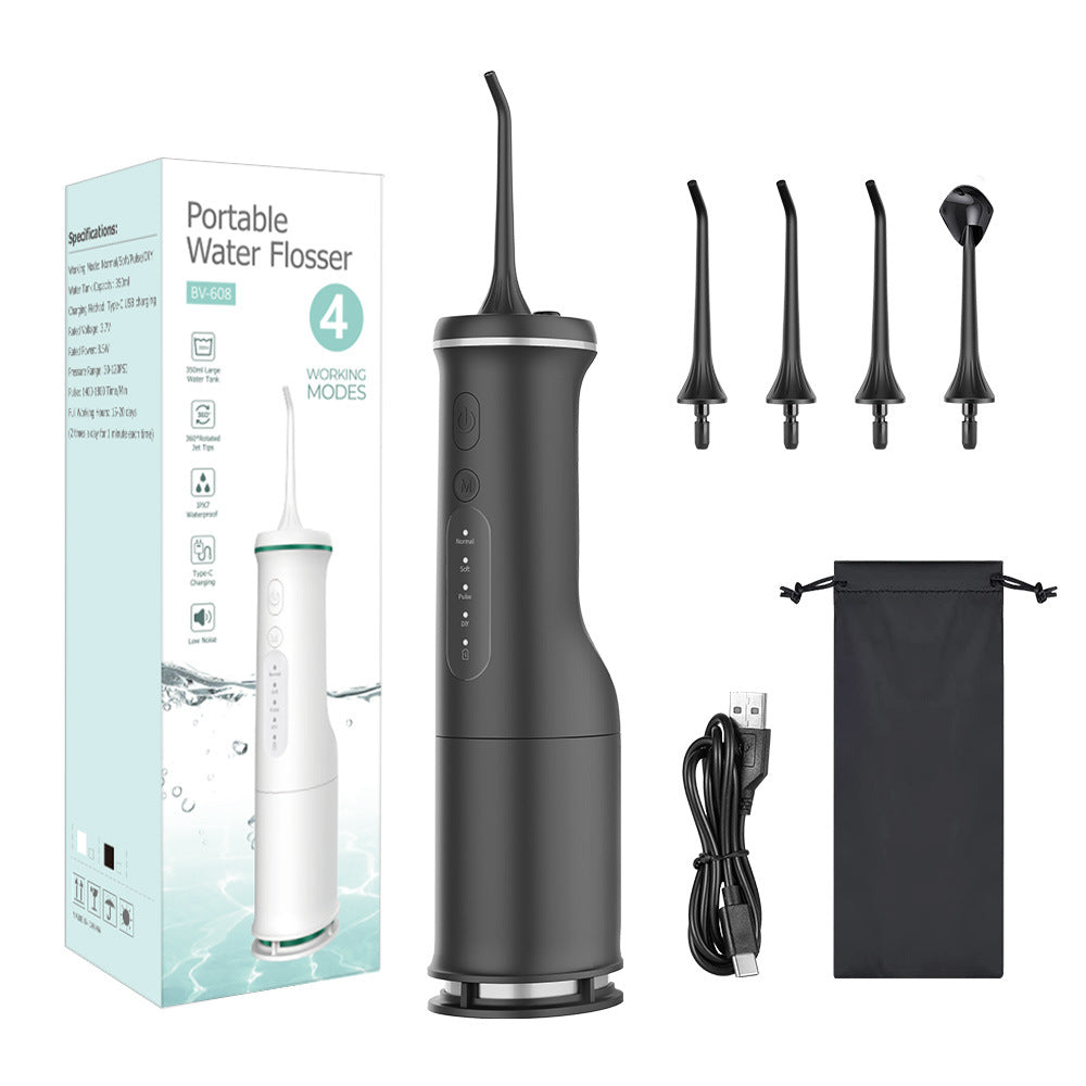 Black Electric Oral Irrigator – Portable Water Flosser for Teeth Cleaning