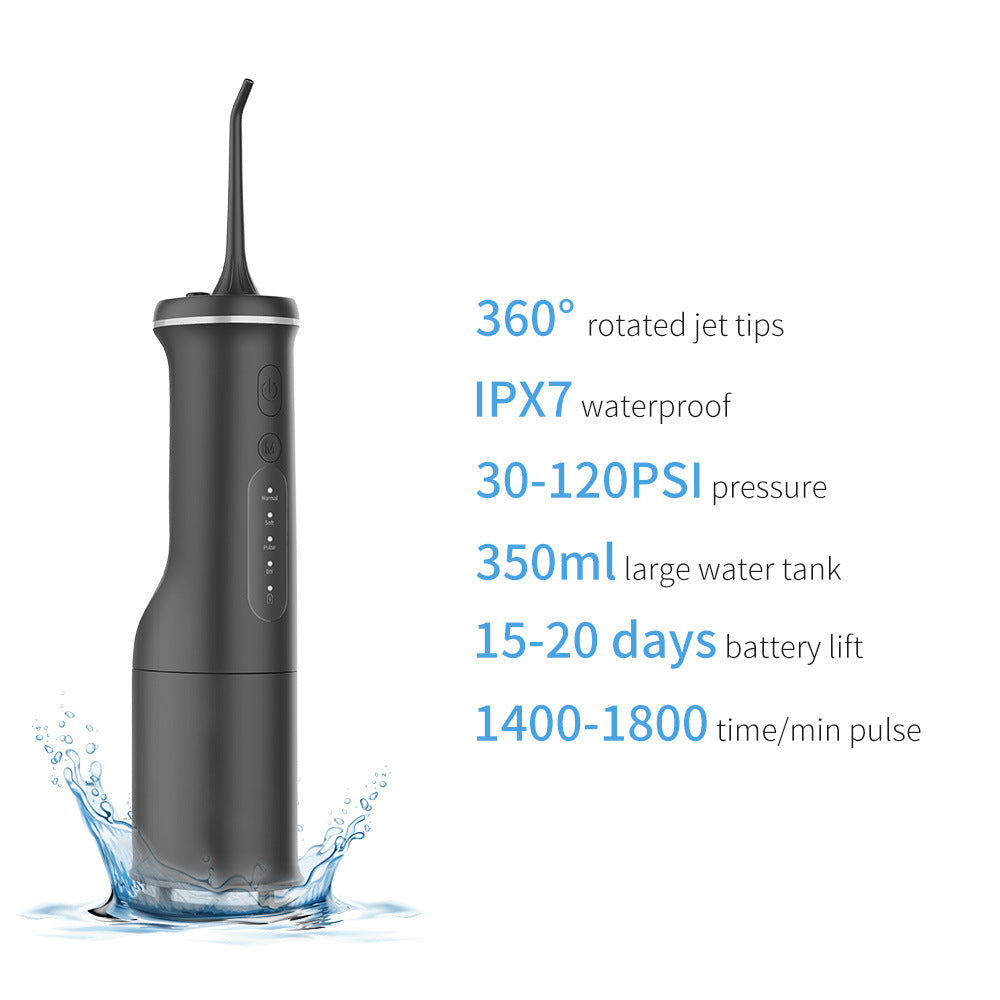 Black Electric Oral Irrigator – Portable Water Flosser for Teeth Cleaning