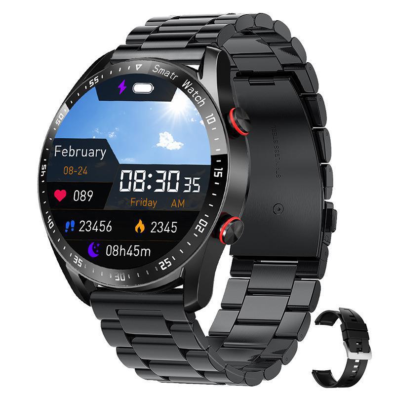 PulseEdge Pro Smartwatch – ECG/PPG, Black Steel, 22mm