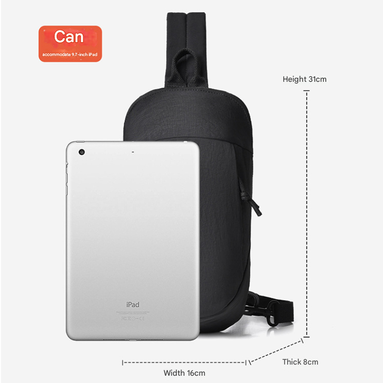 Minimalist Anti-Theft Sling Bag for Men &amp; Women – Water-Resistant Crossbody Chest Pack Fits 9.7” Tablet