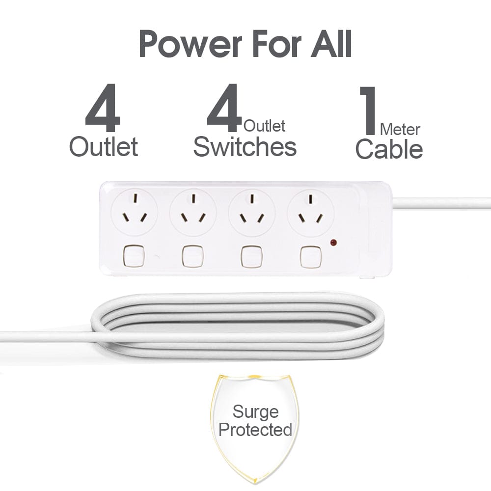 4 Outlet Power Board With Surge Protection